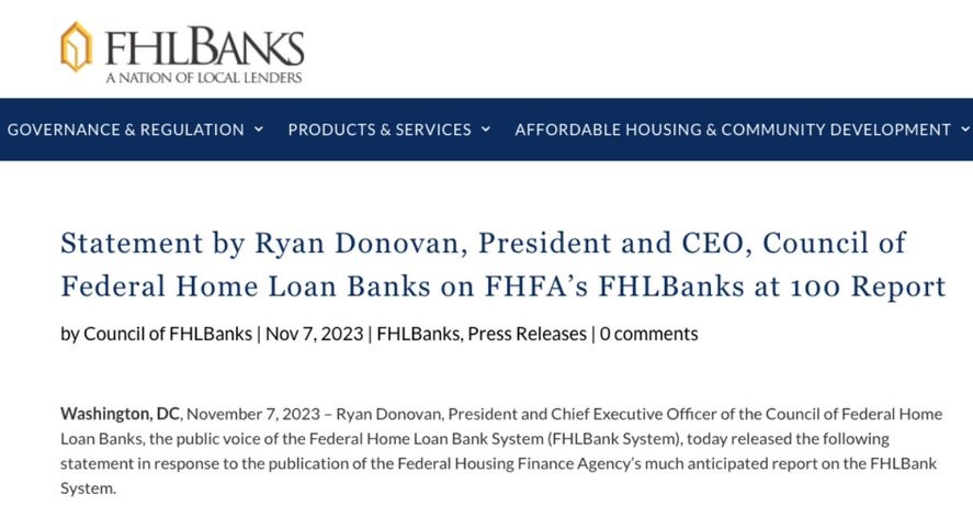 Federal Housing Finance Agency releases report on FHLBank System