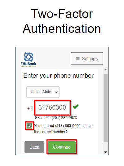 Enter phone number, check box, and click continue button