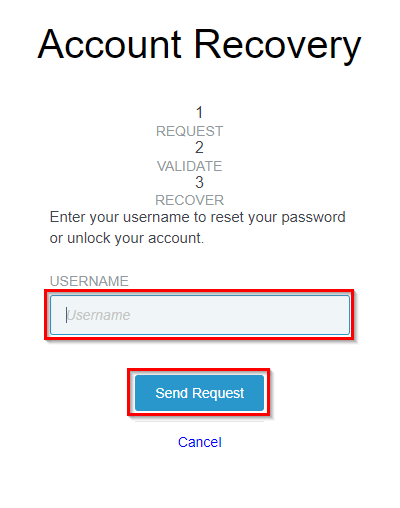 Enter username and select send request button